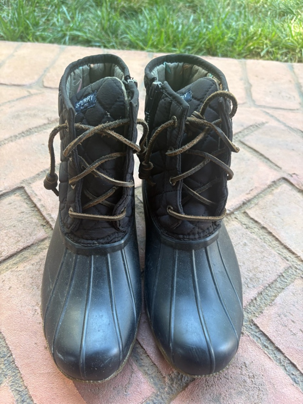 Sperry Black SALTWATER Quilted Duck Boots